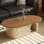 Table basse beige en acier au carbone massif et bois manufacturé