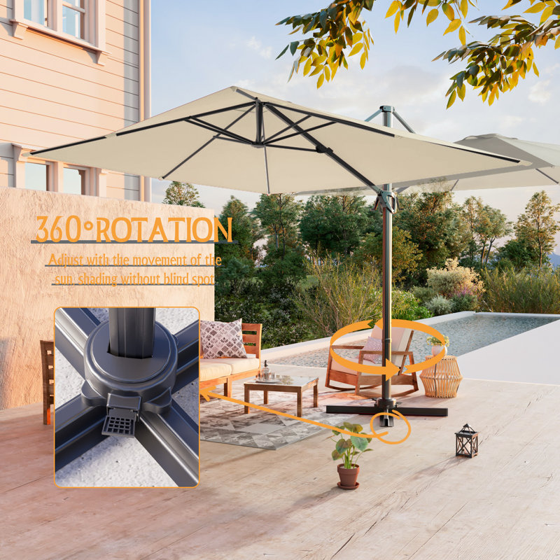 Parasol en porte-à-faux rectangulaire 10 x 8 pi, Sable
