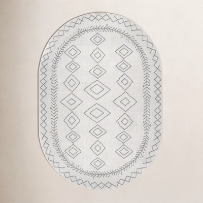  Ivory Dark Grey Outdoor Moroccan Rug