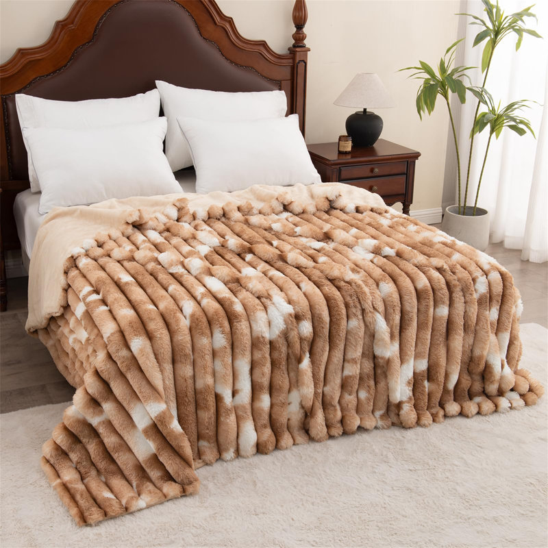 Machine Woven Throw Blanket, Brown
