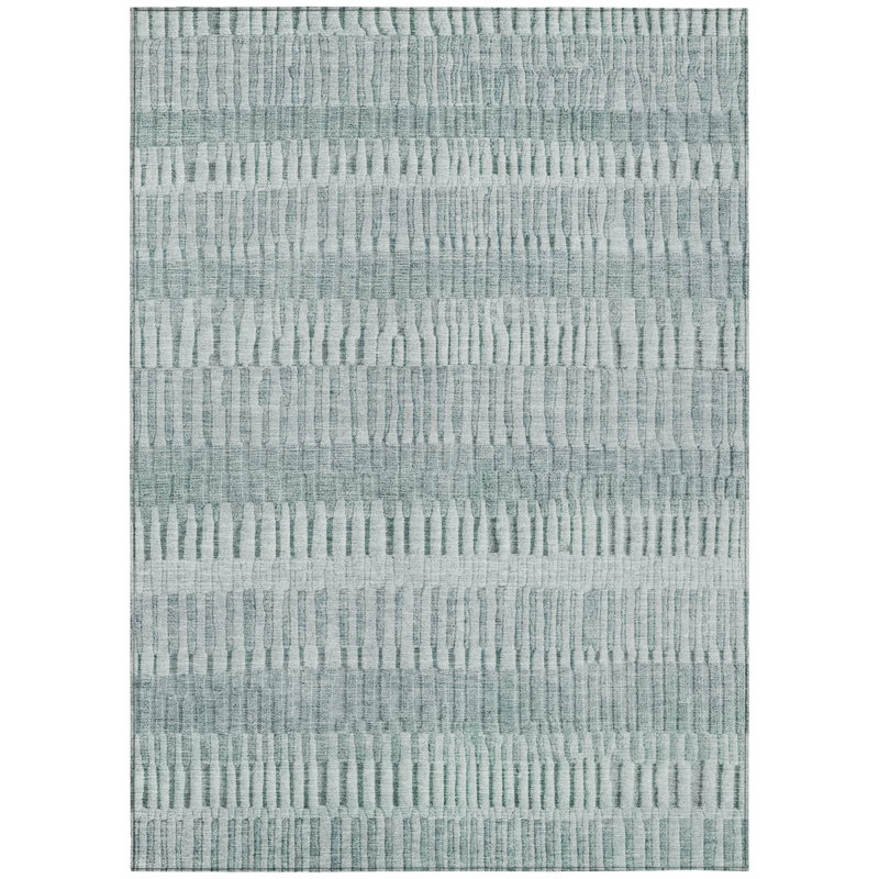 Machine Washable Indoor/Outdoor Chantille ACN2807 Stripes Rug, Aqua, 5' x 7'6"