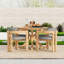 Ensemble de salle à manger 5 pièces pour l'extérieur en bois d'acacia avec table ronde et 4 chaises demi-tonneau-129200628-129200627