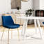 Ensemble de table ronde moderne et de 4 chaises confortables avec pieds en métal bleu et blanc Modern
