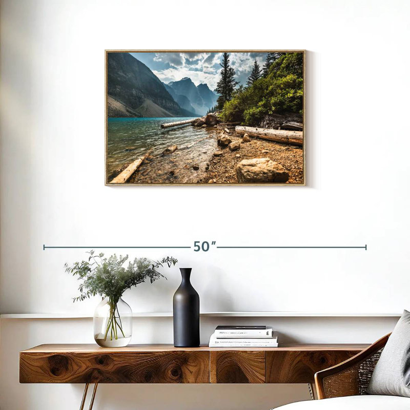 Moraine Lake Waterfront, Cadre flottant en bois naturel, 31 po x 21 po