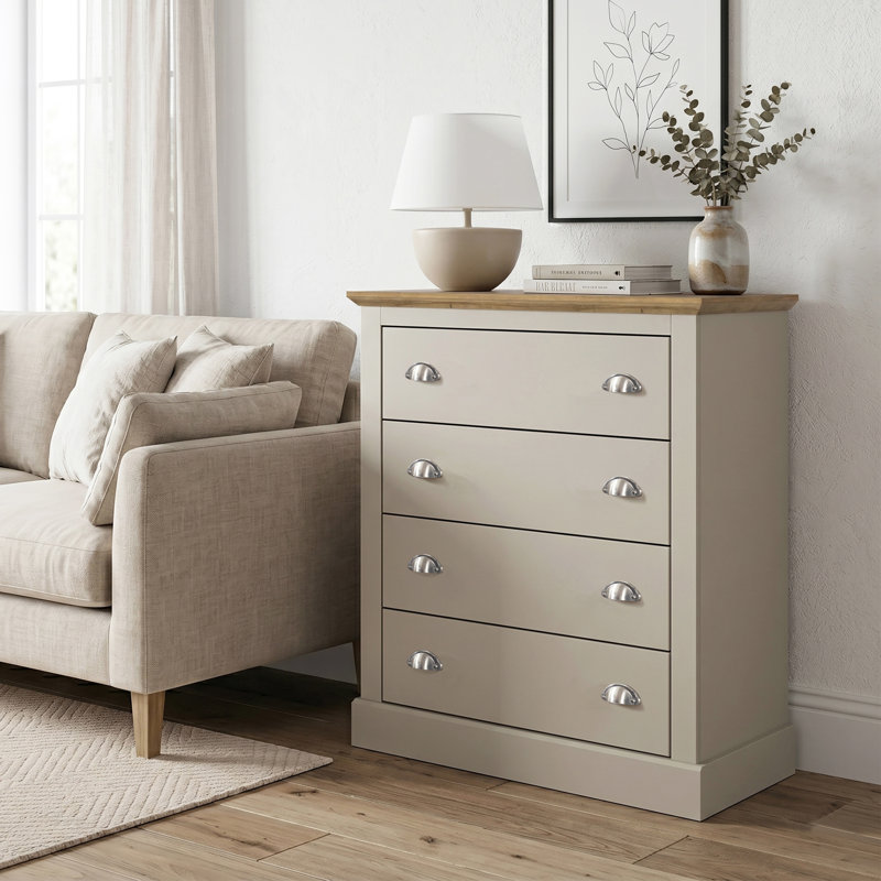 Sufy Octave 4 Drawer Chest of Drawers, Light Grey