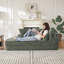 Canapé-lit 78,5 pouces en velours côtelé semi-circulaire 2 en 1, avec coussin pour le cou et cinq coussins décoratifs dans le salon-59625627-59625628