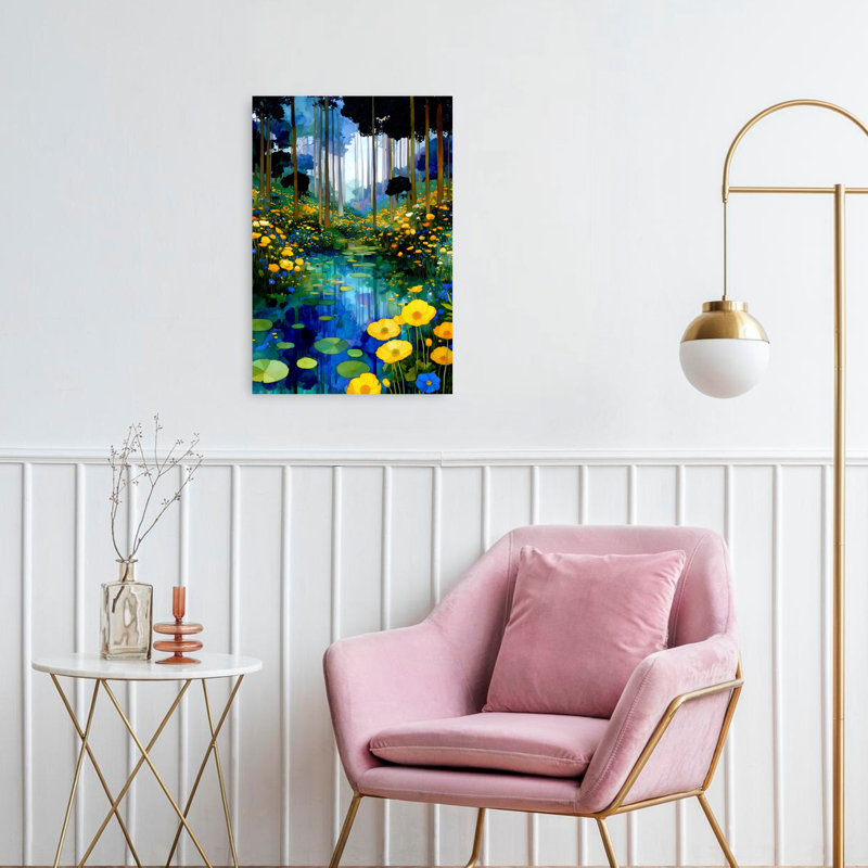 «Flora» par Klimt, art abstrait fleur de forêt, H 24 po x l 16 po