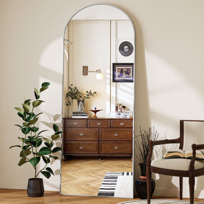 Arched Aluminium Framed Freestanding Full Length Mirror Wall Mirror