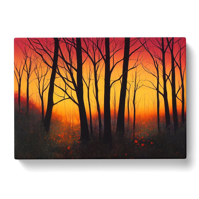 XXX-H1022-WF-8375X Striking Forest Sunset Vol.6 - Wrapped Canvas Painting, 35cm H x 50cm W x 3cm D