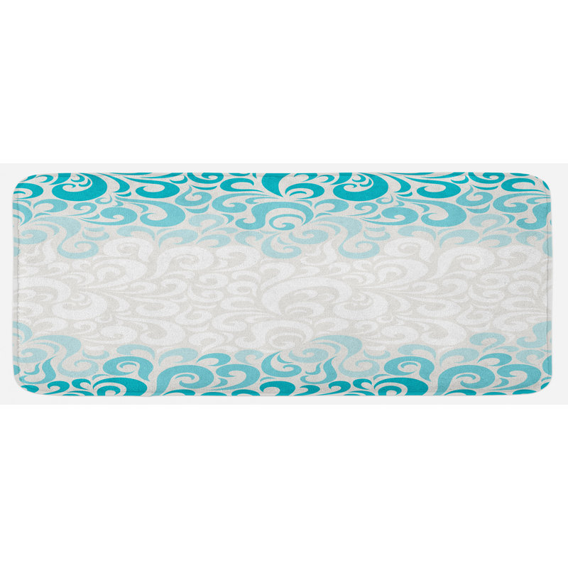 Traditional Floral Polyester Kitchen Mat