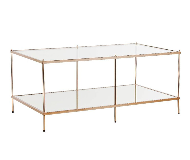 Harvey-John 42" Glass And Metal Coffee Table, Gold