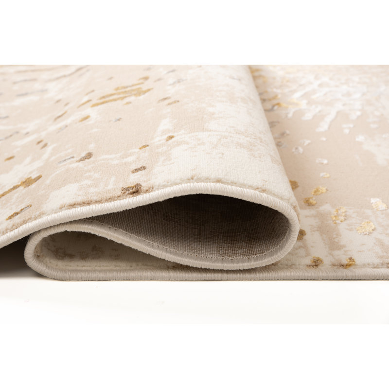 Tapis abstrait crème, Rectangle 5 pi 3 po x 7 pi 3 po