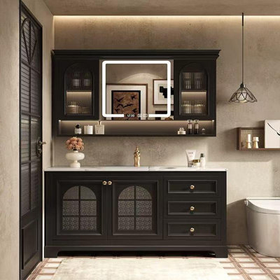 Light luxury retro style bathroom cabinet