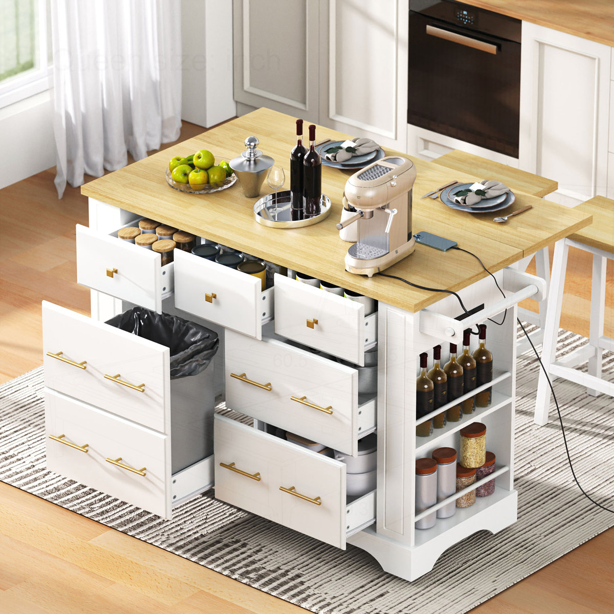 Latitude Run® Kitchen Island with 6 Drawers - Wayfair Canada