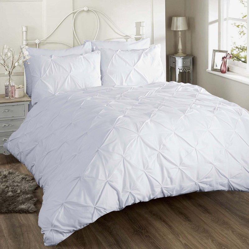 Cilla Solid Colour Duvet Cover Set with Pillowcases, White, Single - 1 Standard Pillowcase