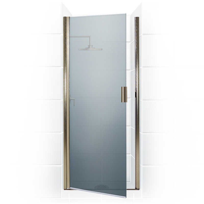 Porte de douche à charnière semi-sans cadre 30" x 74" Paragon Series, Transparent, Nickel brossé