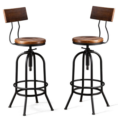 Jataya Swivel Adjustable Height Counter Stool with Metal Frame