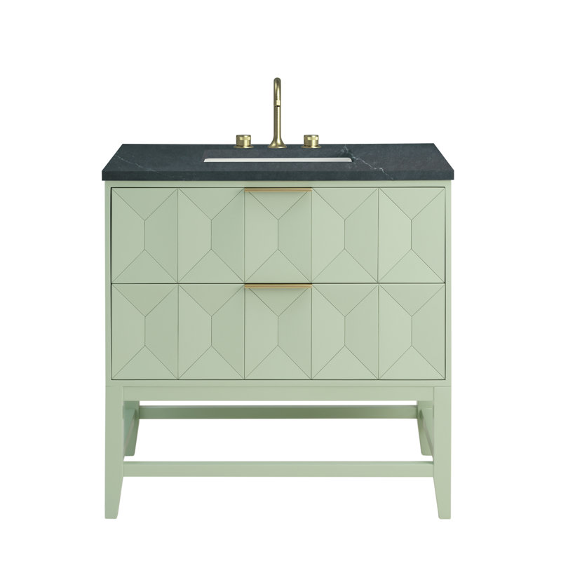 Emmeline 36'' W Single Vanity, Parisien Bleu Quartz, Pistachio, 8" Widespread