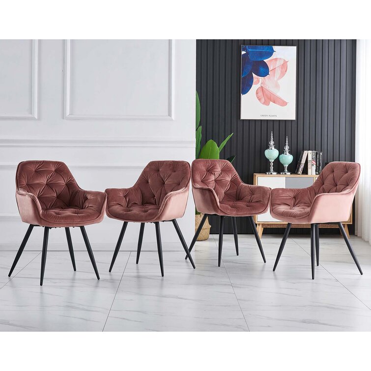 Runkle Upholstered Velvet Dining Chair with Arm