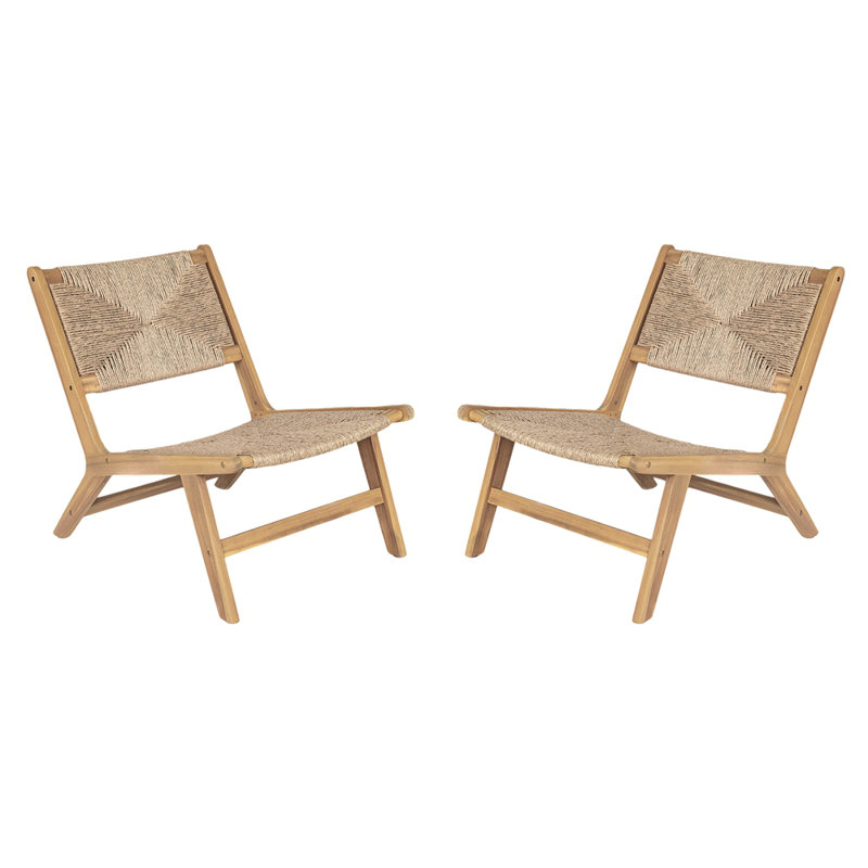 Chaise longue sans accoudoirs en bois d'acacia, Teck clair