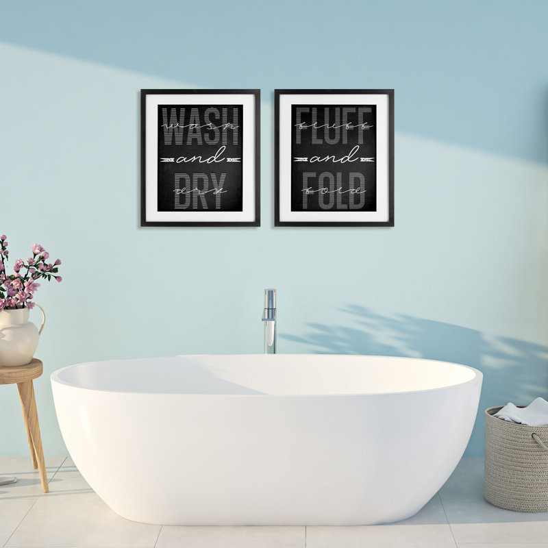 Laundry Laundry in Black, ensemble de 2 impressions encadrées sous verre, design par Marcus Prime, Cadre noir minuit