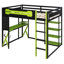 Lit mezzanine en bois avec bureau Everly, tablettes, prise de courant, ports USB / Type-C et éclairage RVB-127343387