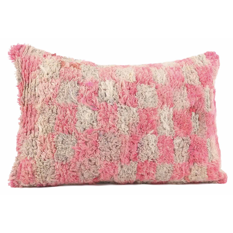 Checkered Wool Reversible Throw Pillow