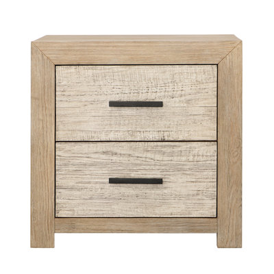 Roux 2-Drawer Reclaimed Pine Wood Nightstand, Light Brown -  Hokku Designs, E39ECF873AC9410686D543D435F066BC