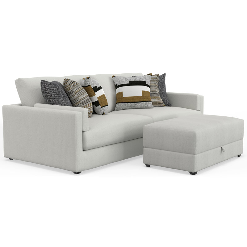 Trevor 2-piece Extra Deep Oversized Sofa With 1 Included Storage Cocktail Ottoman, Ivory Polyester