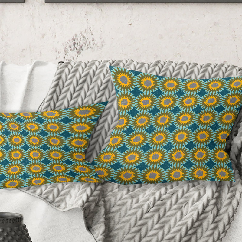 Coussin décoratif rétro à motif circulaire Mid-Century, 18 po x 18 po