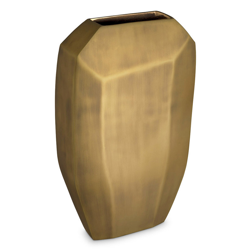 Linos Handmade Aluminum Table Vase, Antique Brass, 20.08" H x 12.01" W x 5.12" D
