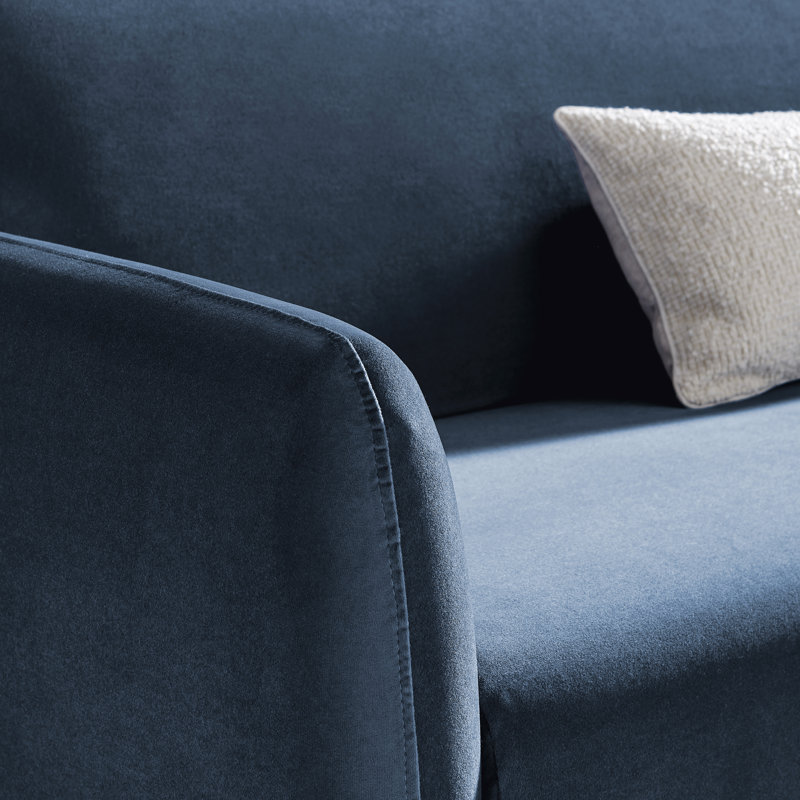 Tolly Seater Sofa Modern Deco Design - Soft Touch Luxury Velvet Retro Accent Chair In a Box, Blue Velvet, 2