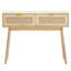 Console en rotin avec 2 tiroirs de rangement, table d'entrée en rotin avec porte coulissante en rotin naturel, table console pour salon, bureau, entrée ou mur de télévision, naturel