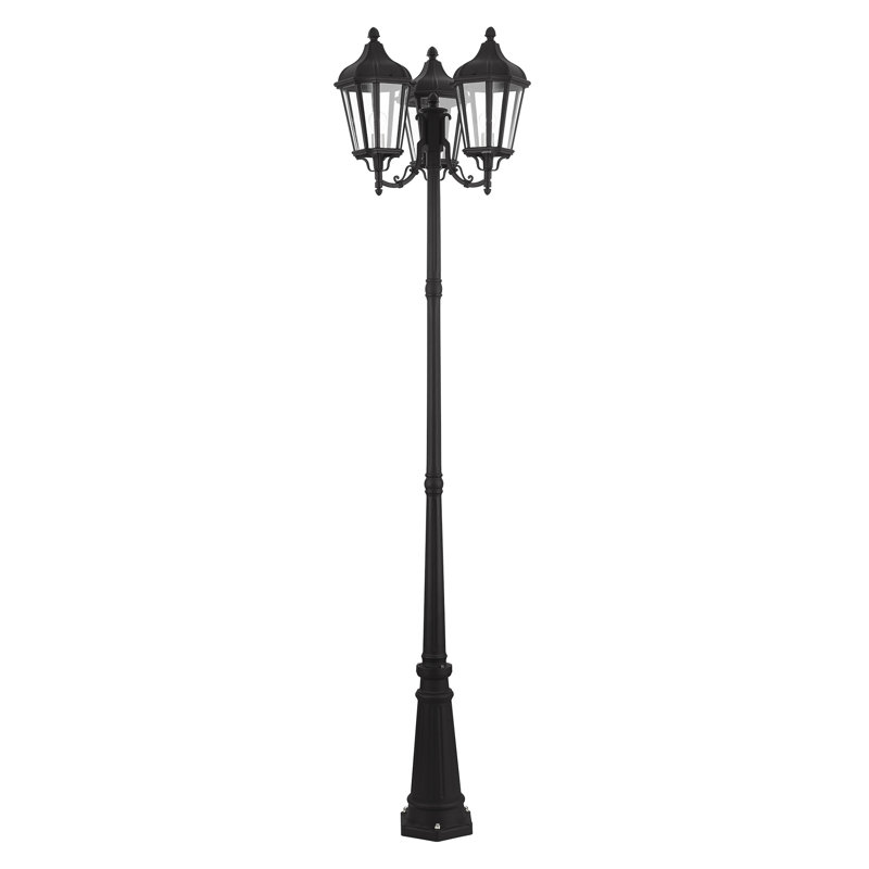 Lampadaire câblé à 3 lumières H 100 "Anguel (double) Anguel, Noir texturé