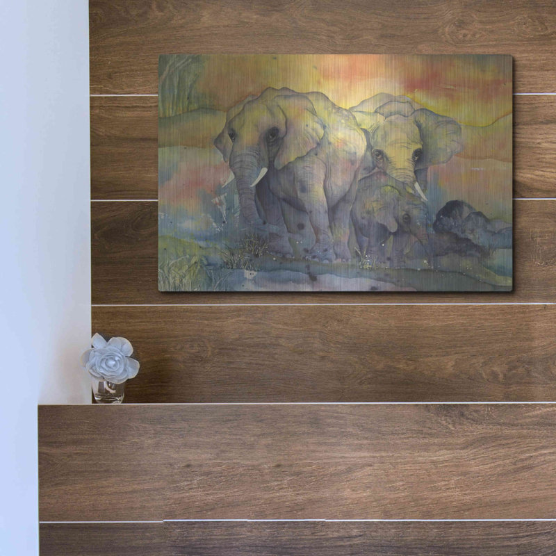 «Elephants Crop» par Chris Paschke sur métal, H 12 po x l 16 po