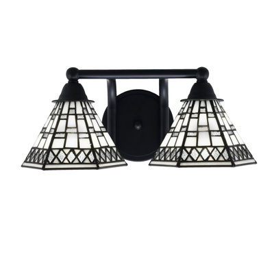 Paramount 2 Light Bath Bar Shown In Matte Black Finish With 7" Pewter Art Glass