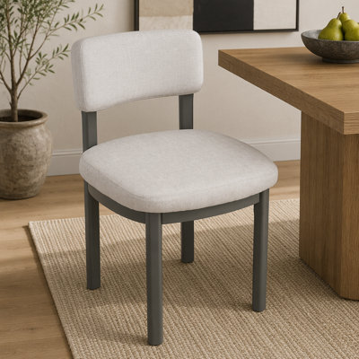 Timeless Farmhouse Wood Dining Table Set for 6 with Upholstered Chairs, 60 Inch Rectangular Table and Elegant Cutout Legs for Various Rooms (Gray)
