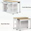 Îlot de cuisine extensible avec table de salle à manger, support de rangement interne et prise de courant, pour les petits espaces et une utilisation multifonctionnelle-125761063