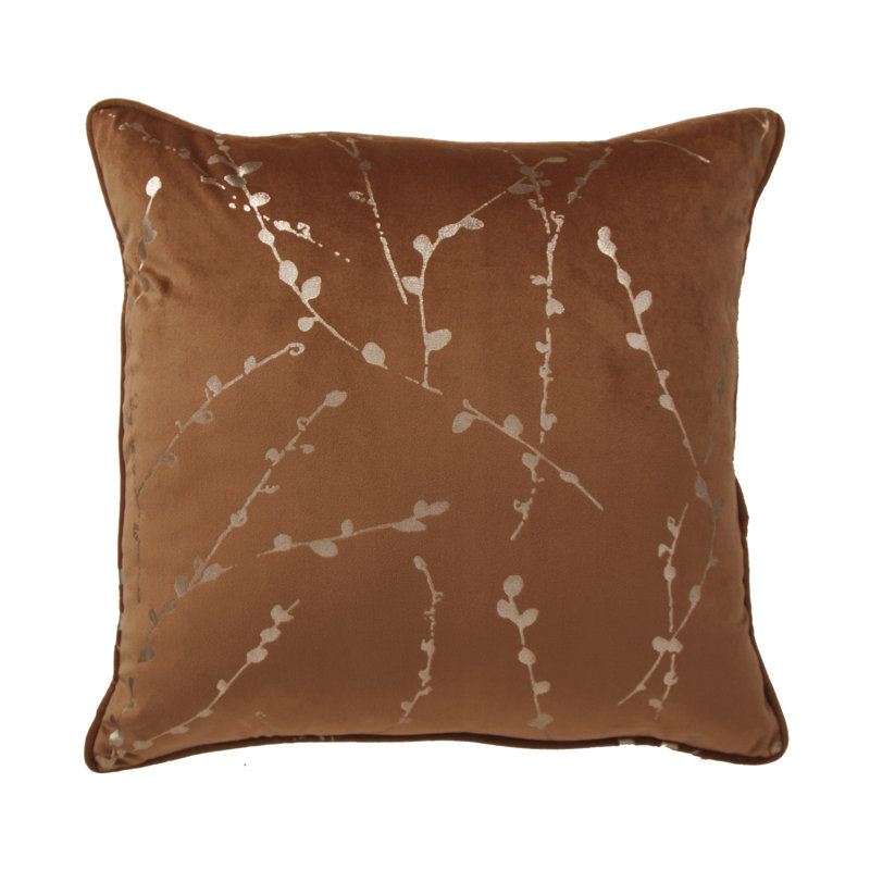 Floral Square Cushion, Tan