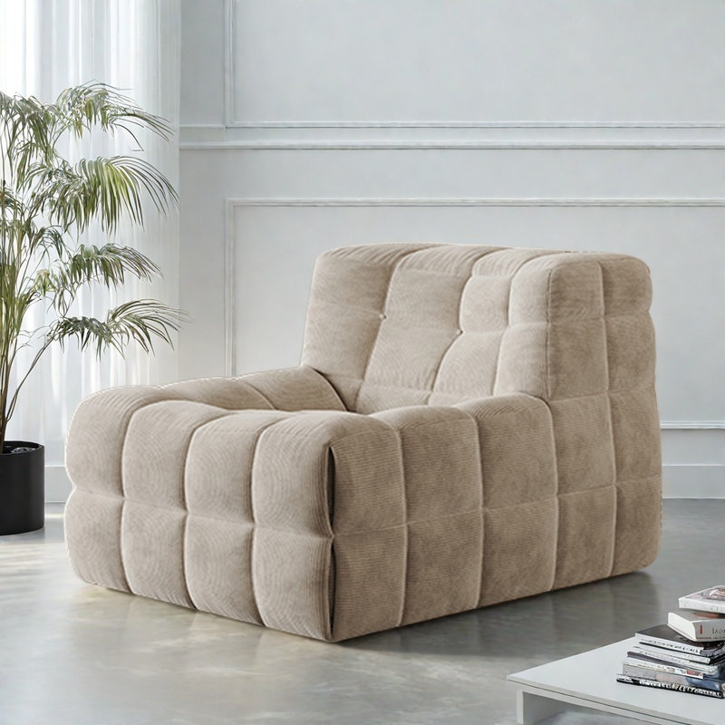 Retro Lazy Sugar Sofa, Beige Corduroy