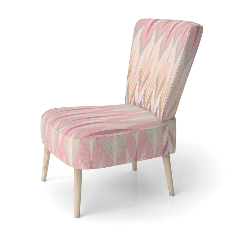 Chaise d'appoint rembourrée rose et brune Ikat Ogee