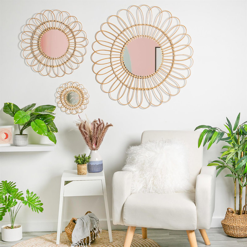 Daisy Rattan Flat Wall Mirror