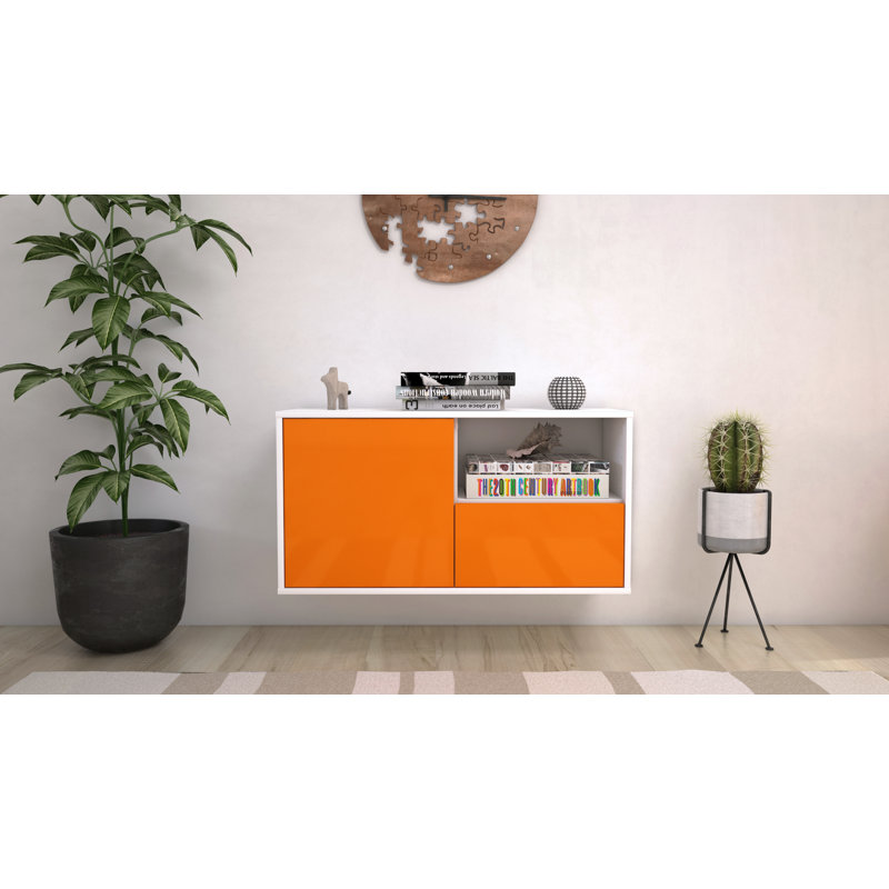 Garibaldi TV Stand, Orange / Matte White