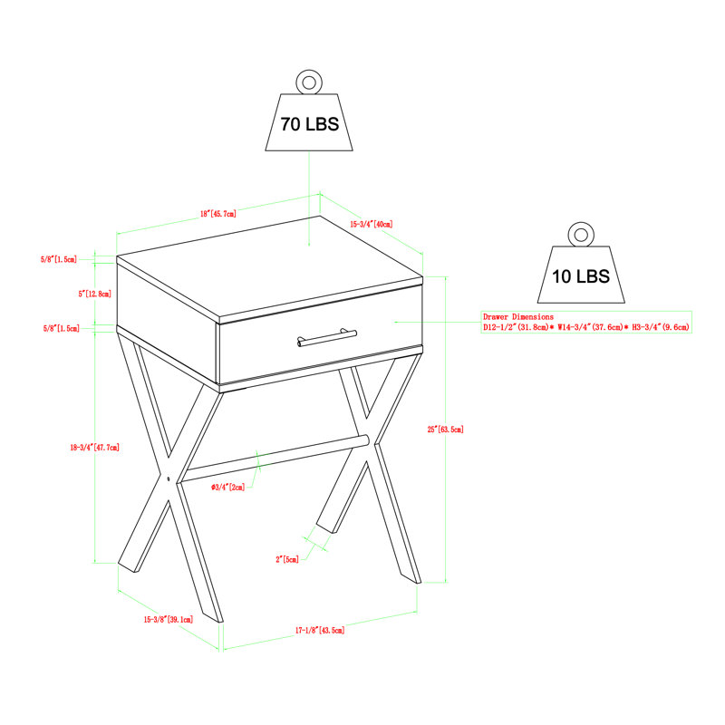 Cross Legs End Table, Grey Wash, Grey Wash