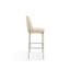 Tabouret de comptoir Vin Dion en cuir synthétique brun clair et métal nickel brossé-43524222