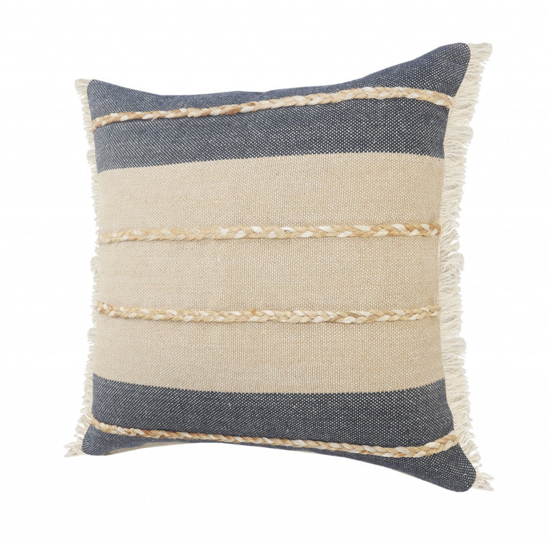 Oreiller 24 po x 24 po Coastal, Denim bleu brun clair / taupe