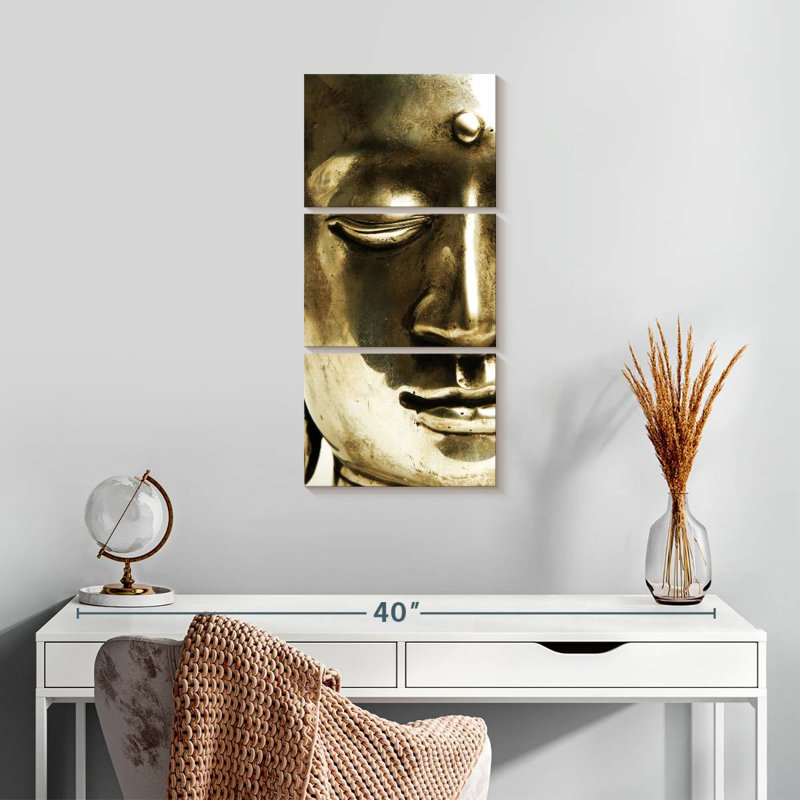 Ensemble de 3 pièces d'art sur toile Shiny Buddha, H 27 po x l 12 po