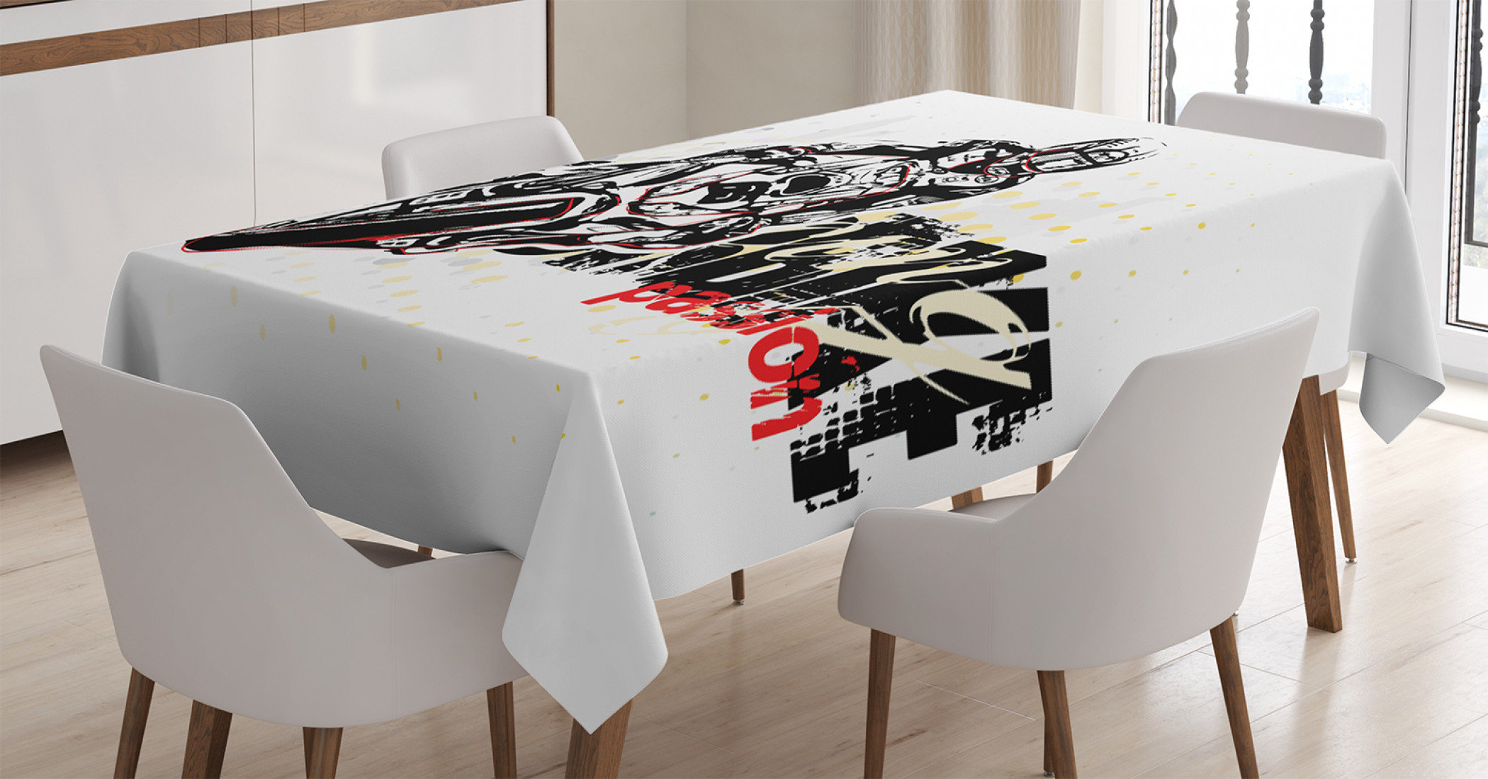 Tablecloth Motorcycle Silhouette Pattern Print Rectangle Home 　並行輸入 : Black Motorcycle Silhouette Set from Different