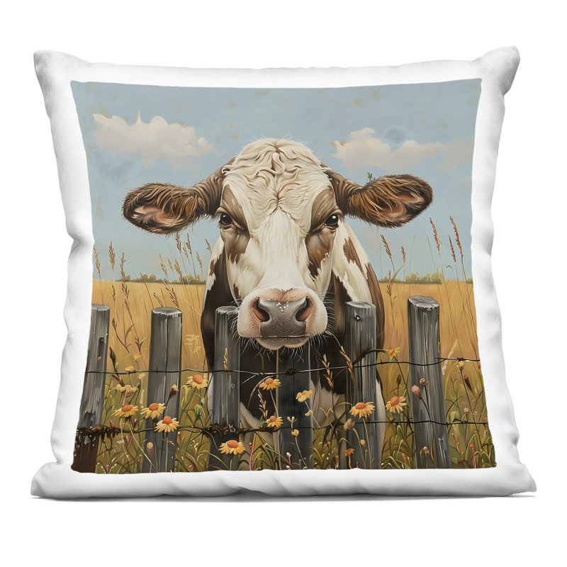 Coussin décoratif Cow & Daisies Fence par LSR Creative Studio