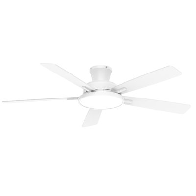 Wrought Studio™ 52 Inch Flush Mount Ceiling Fans With Lights Remote Control Quiet Fan